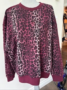Adidas Burgundy Leopard Print Sweatshirt